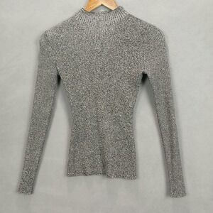 H&M Sweater Womens Small Gray Chunky Knit Long Sleeve Winter Mock‎ Neck Slim Fit